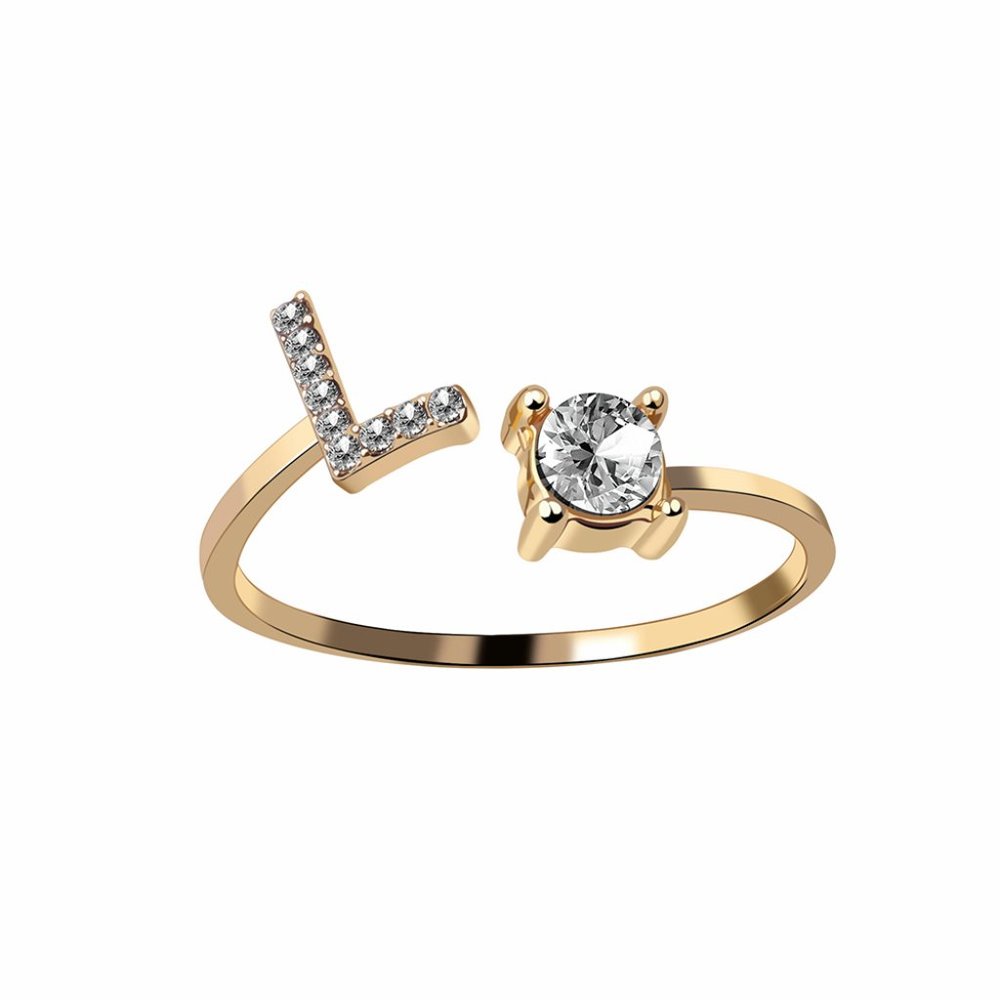 Fashion 26 Initial Letter Ring Silver Color Personality Finger Rings